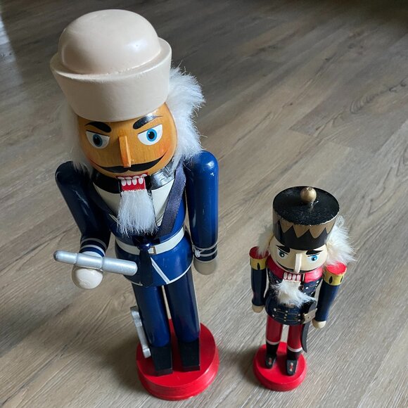 Set Of 2 Wooden Nutcracker 14” Soldier 9” Navy Christmas Decoration! - Picture 1 of 6